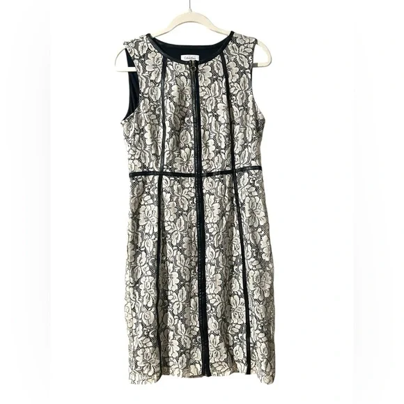 Calvin Klein | Dresses | Calvin Klein Womens White Floral Lace Zippered  Sheath Dress | Poshmark